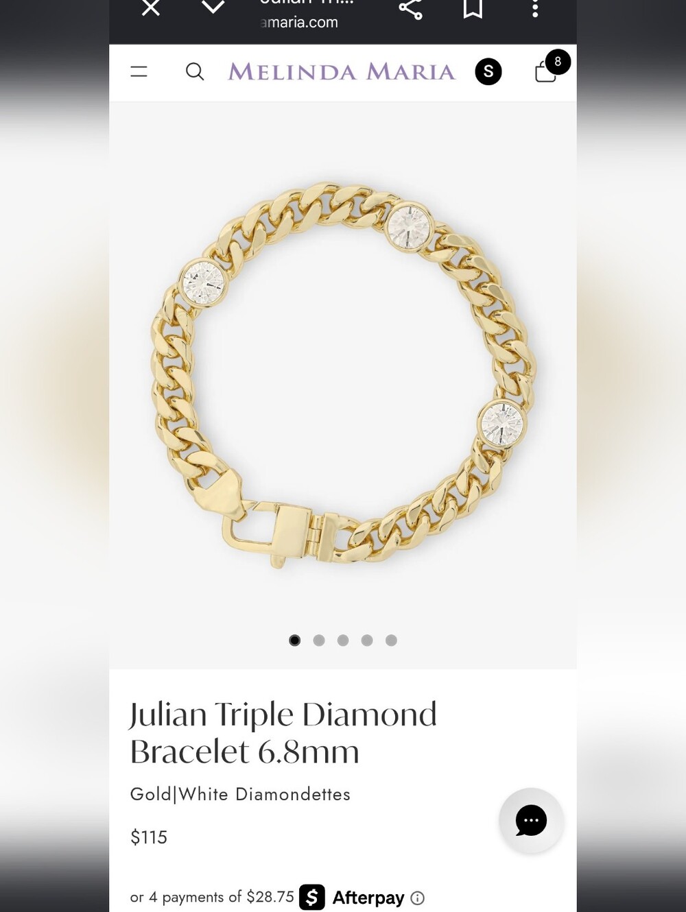 Melinda Maria Oave Chain 7.5 And Julien 7.5 3 Diamond - Picture 1 of 4